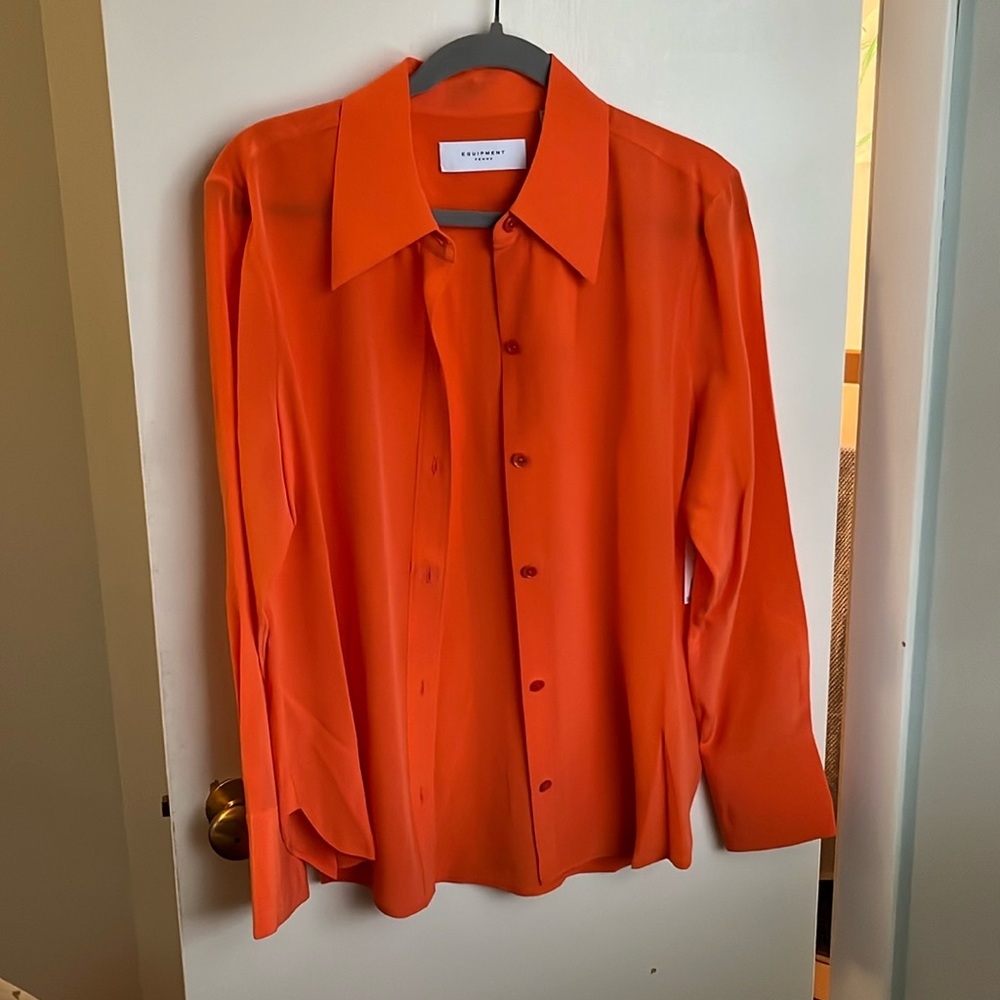 Equipment Leona long sleeve blouse, Nasturium (orange), size L, NWT